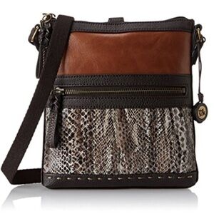 The Sak Pax Swing Pack Crossbody Bag Womens Small Brown Snakeskin Print